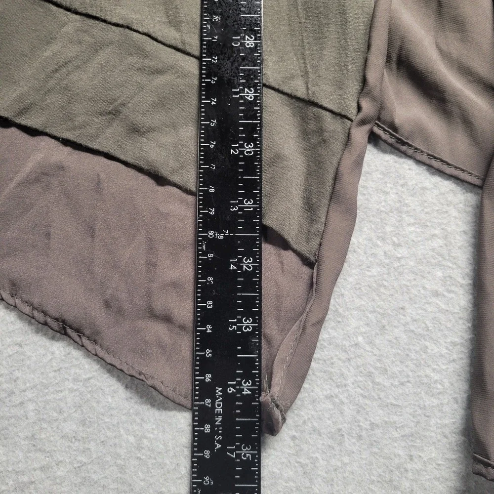 Saturday Sunday Anthropologie Mixed Media Open Front Cardigan Olive Green Large